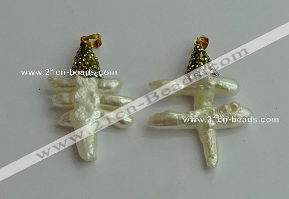 CGP548 25*35mm - 30*40mm freeform pearl pendants wholesale