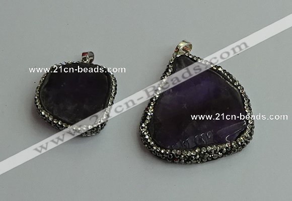 CGP560 25*35mm - 35*45mm freeform amethyst pendants wholesale