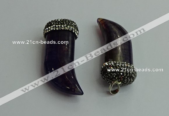 CGP582 16*50mm - 18*55mm oxhorn agate pendants wholesale