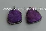 CGP592 25*40mm - 30*45mm freeform druzy agate gemstone pendants