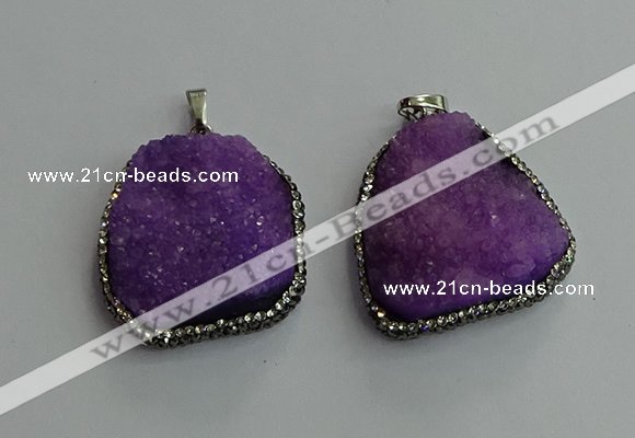 CGP592 25*40mm - 30*45mm freeform druzy agate gemstone pendants