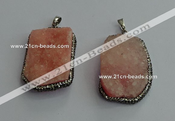 CGP593 25*40mm - 30*45mm freeform druzy agate gemstone pendants