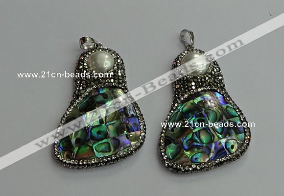 CGP612 35*55mm freeform abalone shell & shell pearl pendants