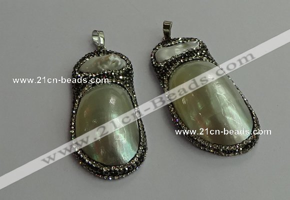 CGP616 25*50mm - 28*55mm freeform shell pearl & pearl pendants