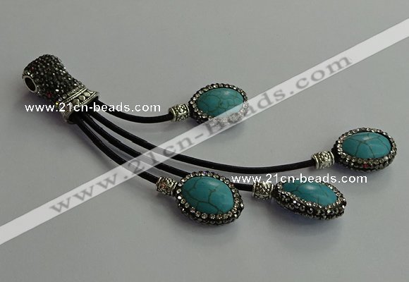 CGP668 15*20mm oval turquoise tassel pendants wholesale