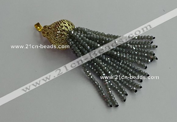 CGP675 2*3mm faceted rondelle handmade chinese crystal tassel pendants