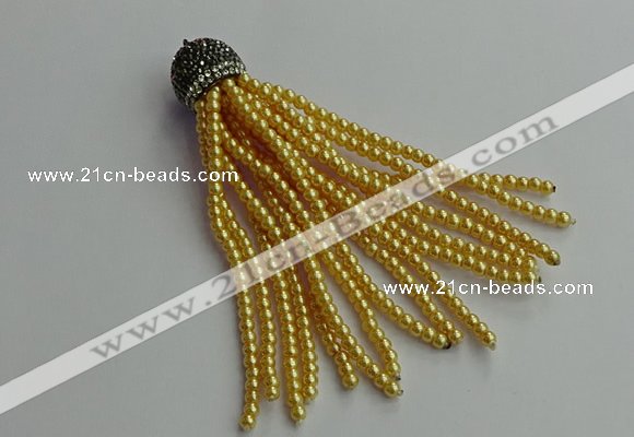 CGP678 3mm round handmade glass beaded tassel pendants wholesale