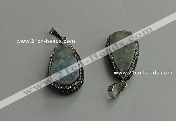 CGP706 16*28mm flat teardrop druzy agate pendants wholesale