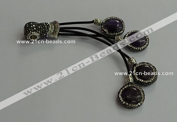 CGP724 16mm - 18mm coin amethyst tassel pendants wholesale