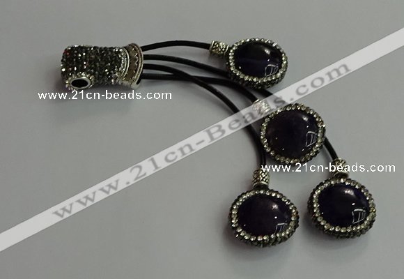 CGP729 18mm - 20mm coin agate tassel pendants wholesale