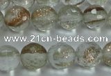 CGQ24 15.5 inches 8mm faceted round gold sand quartz beads