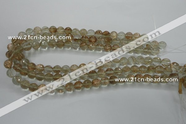 CGQ25 15.5 inches 10mm faceted round gold sand quartz beads