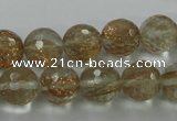 CGQ26 15.5 inches 12mm faceted round gold sand quartz beads