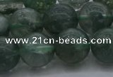 CGQ515 15.5 inches 14mm round matte imitation green phantom quartz beads