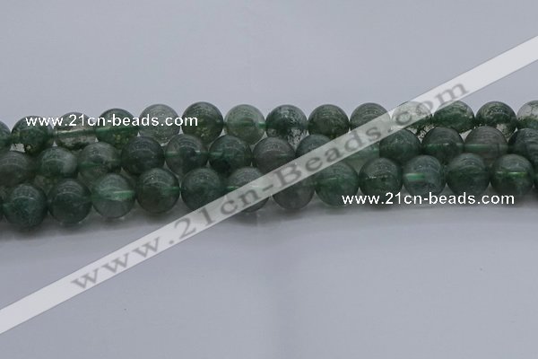 CGQ515 15.5 inches 14mm round matte imitation green phantom quartz beads