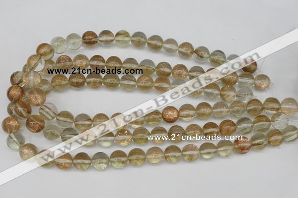 CGQ52 15.5 inches 10mm round gold sand quartz beads wholesale