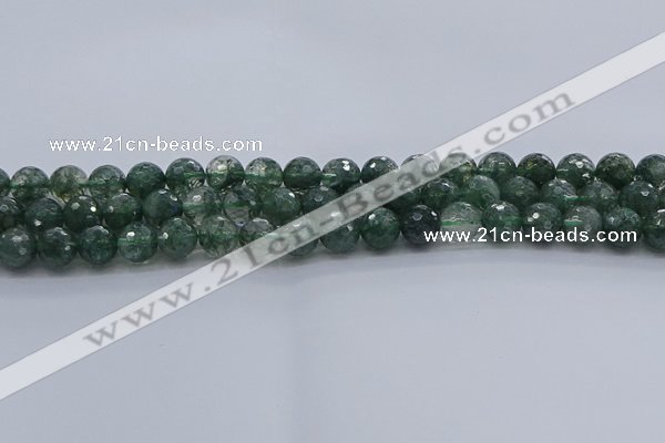 CGQ522 15.5 inches 8mm faceted round imitation green phantom quartz beads