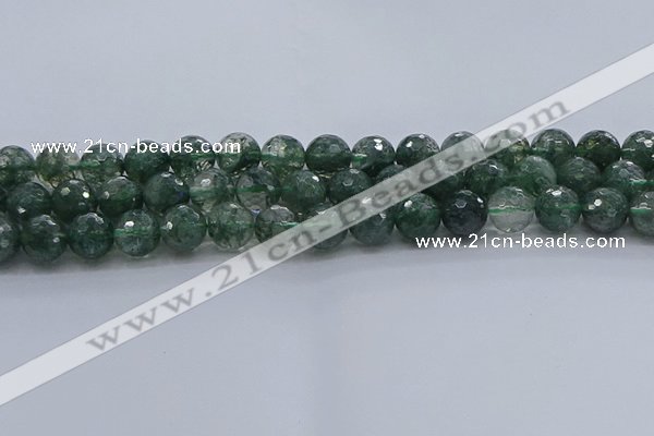 CGQ523 15.5 inches 10mm faceted round imitation green phantom quartz beads