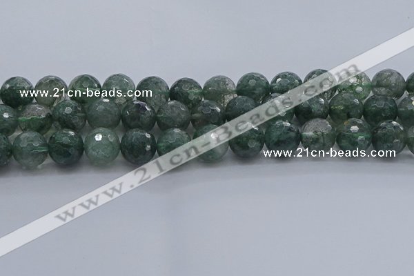 CGQ525 15.5 inches 14mm faceted round imitation green phantom quartz beads