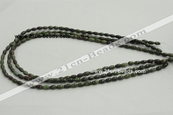 CGR06 16 inches 4*6mm rice green rain forest stone beads wholesale