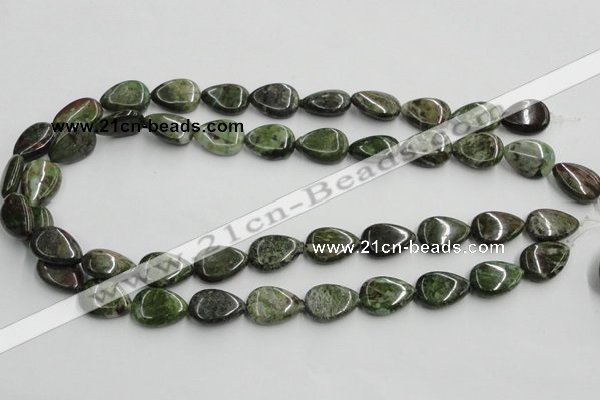 CGR09 16 inches 13*18mm flat teardrop green rain forest stone beads