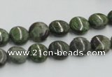 CGR15 16 inches 10mm flat round green rain forest stone beads wholesale