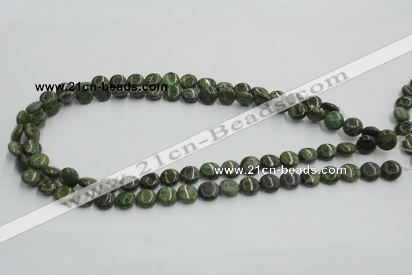 CGR15 16 inches 10mm flat round green rain forest stone beads wholesale