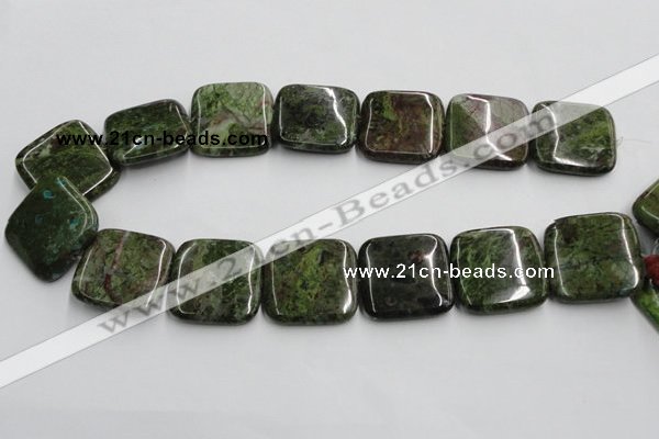 CGR20 16 inches 30*30mm square green rain forest stone beads wholesale