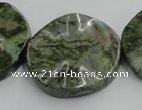 CGR21 16 inches 30mm wavy coin green rain forest stone beads wholesale