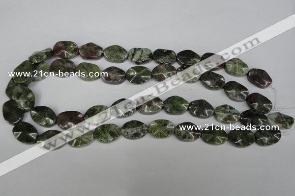 CGR22 15.5 inches 13*18mm wavy oval green rain forest stone beads
