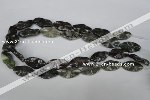 CGR23 15.5 inches 15*28mm wavy marquise green rain forest stone beads