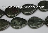 CGR24 15.5 inches 15*20mm flat teardrop green rain forest stone beads