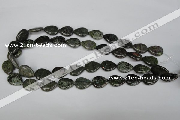 CGR24 15.5 inches 15*20mm flat teardrop green rain forest stone beads