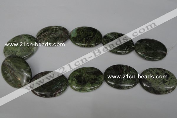 CGR29 15.5 inches 30*40mm oval green rain forest stone beads