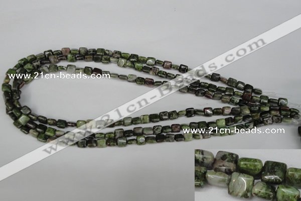 CGR31 15.5 inches 6*6mm square green rain forest stone beads