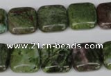 CGR33 15.5 inches 14*14mm square green rain forest stone beads