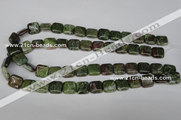 CGR33 15.5 inches 14*14mm square green rain forest stone beads