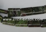 CGR35 15.5 inches 10*14mm flat tube green rain forest stone beads