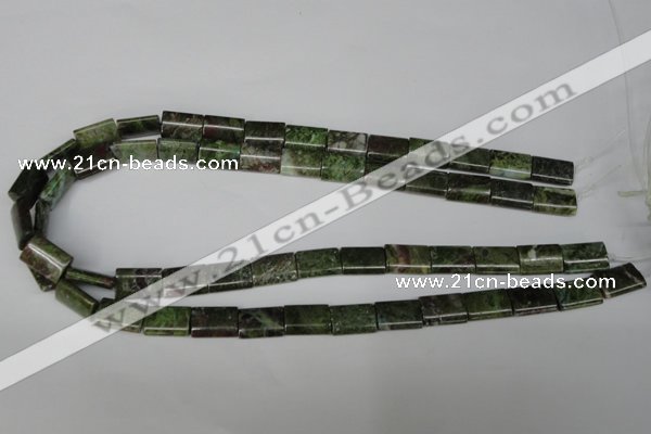 CGR35 15.5 inches 10*14mm flat tube green rain forest stone beads