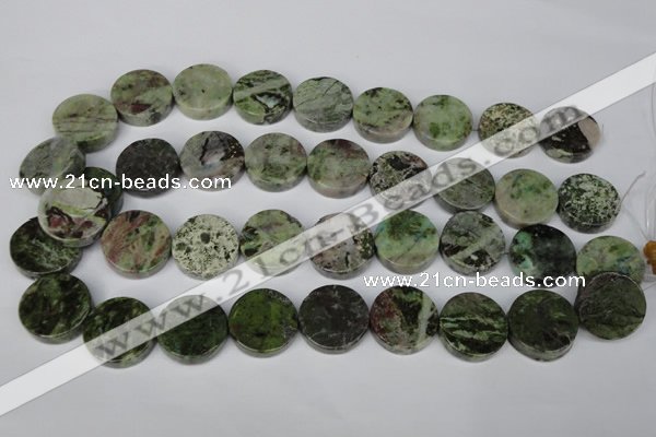 CGR38 15.5 inches 22mm coin green rain forest stone beads
