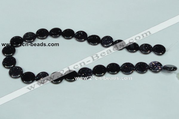 CGS122 15.5 inches 15mm flat round blue goldstone beads wholesale