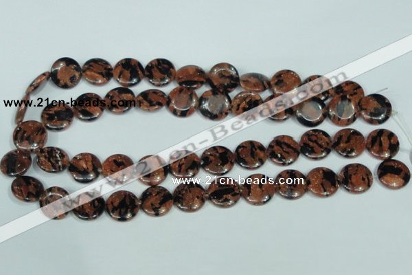 CGS209 15.5 inches 16mm flat round blue & brown goldstone beads wholesale