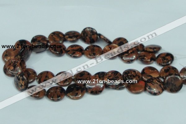 CGS210 15.5 inches 20mm flat round blue & brown goldstone beads wholesale