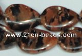 CGS214 15.5 inches 18*25mm flat teardrop blue & brown goldstone beads