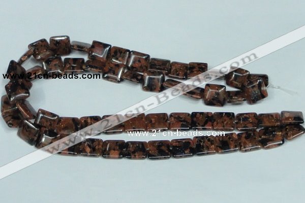 CGS215 15.5 inches 14*14mm square blue & brown goldstone beads wholesale