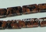 CGS217 15.5 inches 13*18mm rectangle blue & brown goldstone beads