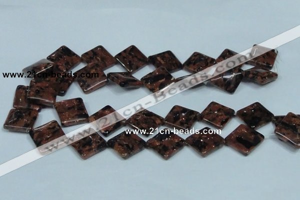 CGS220 15.5 inches 20*20mm diamond blue & brown goldstone beads