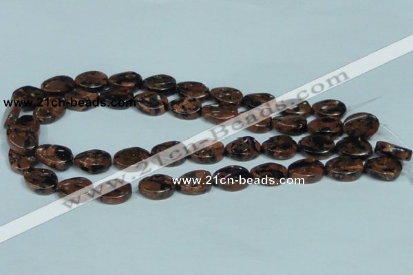 CGS221 15.5 inches 13*18mm twisted oval blue & brown goldstone beads