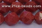 CGS454 15.5 inches 12mm faceted nuggets goldstone beads wholesale