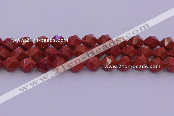 CGS454 15.5 inches 12mm faceted nuggets goldstone beads wholesale